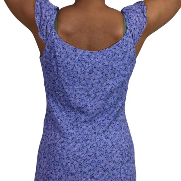 Mica Midi Slip Dress Purple Milkmaid Vintage Floral Sheer Chiffon 90s Medium - Picture 5 of 15
